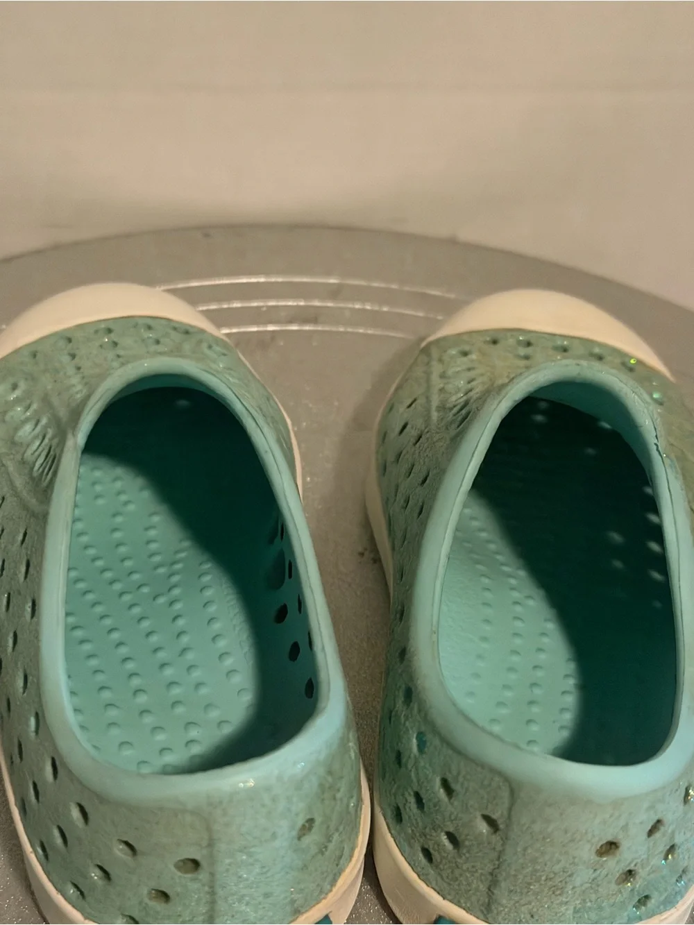 Native Shoes Jefferson Light Blue Sparkle Water Shoes Sz C7 Kids